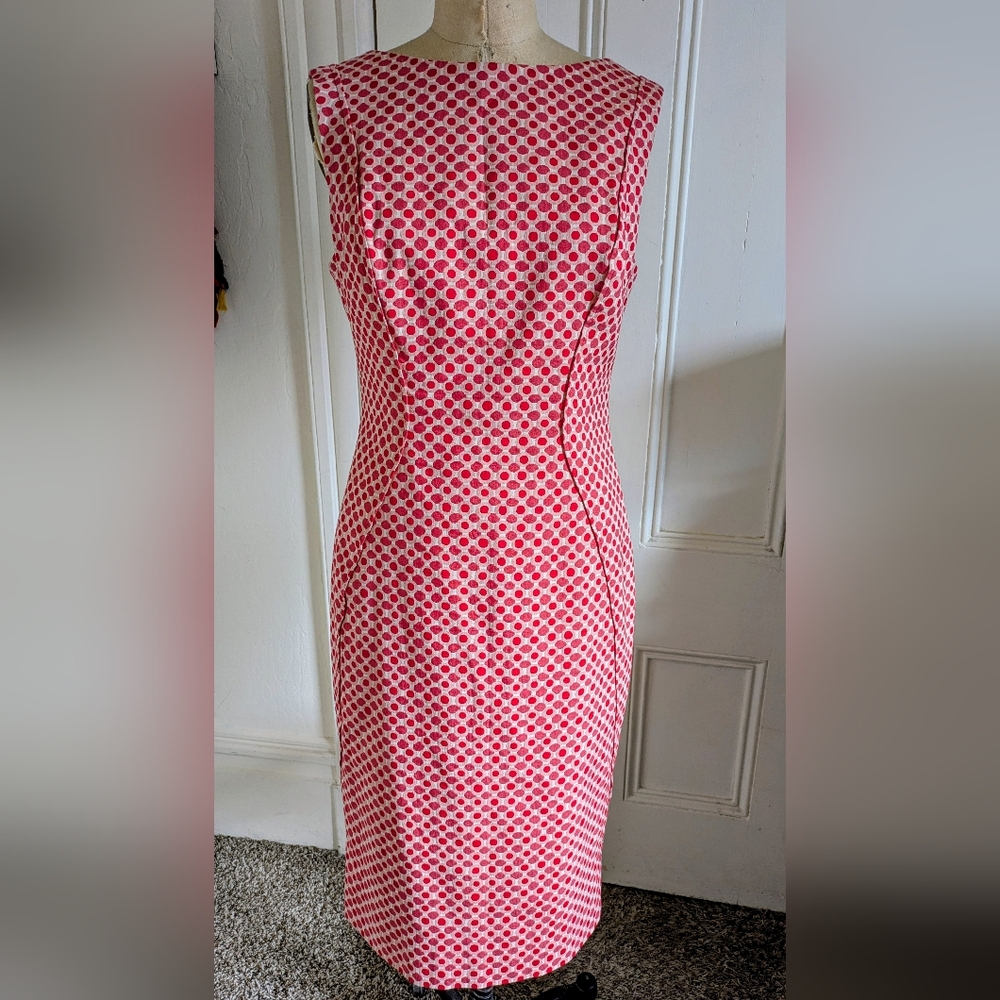 Lela Rose Red and White Polka Dot Midi Shift Dress